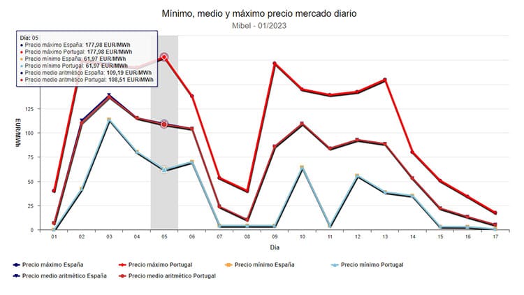 OMIE. Mercado diario de enero.