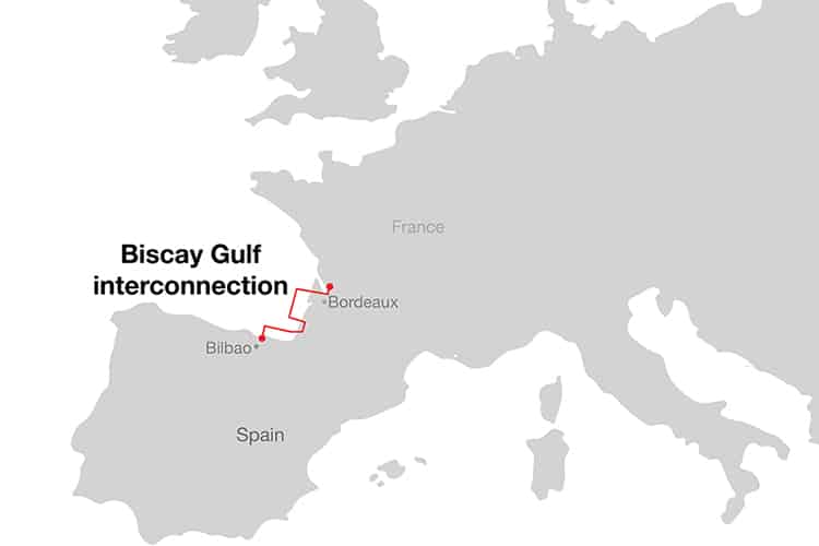 Mapa del trazado de la interconexión. Hitachi Energy se encargará de la construcción.